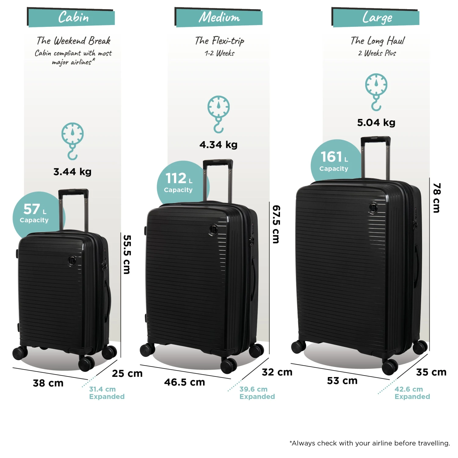 IT Luggage Spontaneous - 3pc Set (Black) - Image 12
