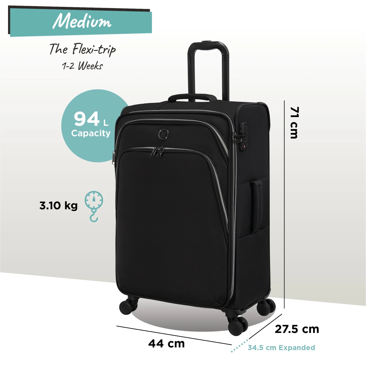IT Luggage Trinary - Medium (Black) - Image 2