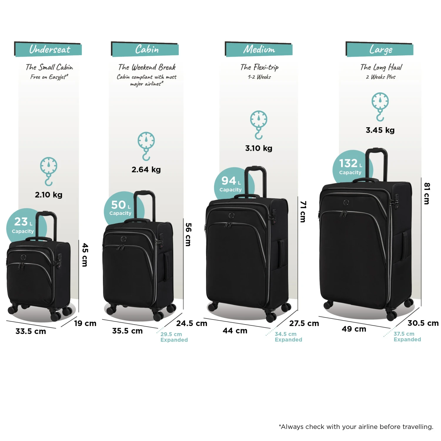 IT Luggage Trinary - Medium (Black) - Image 10